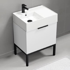 Modern Small Bathroom Vanity, 24 inch, Free Standing